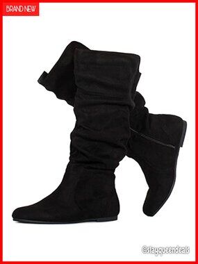 Slouchy Knee High Hidden Pocket Boots Vegan Calf